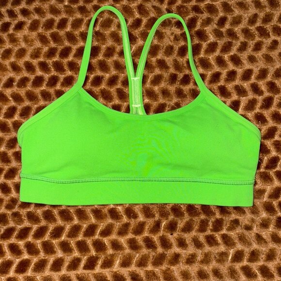 Lululemon Flow Y Sports Bra IV Frond Green Light Support Run Luon Mesh Coolmax 4 - Picture 8 of 10